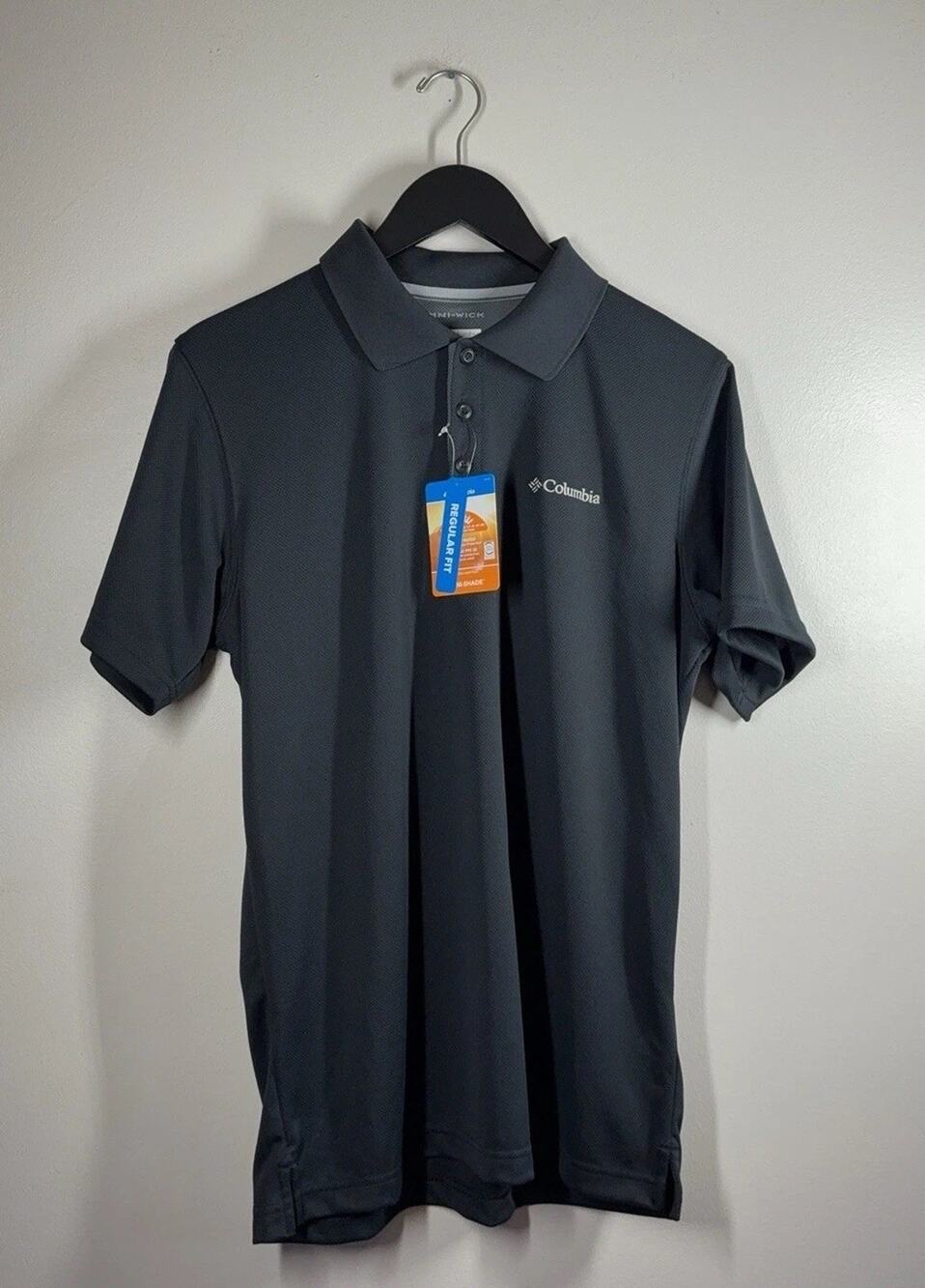 Columbia Utilizer Omni-Shade Polo Shirt Mens Small Black UPF 30 NWT Golf